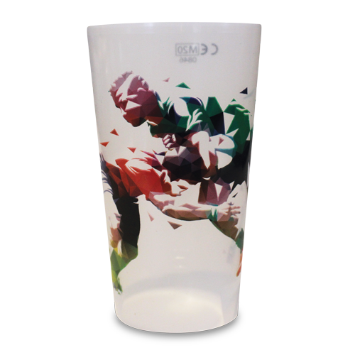 Reusable Base-Flow System Pint Cup Rugby Tackle Artwork
